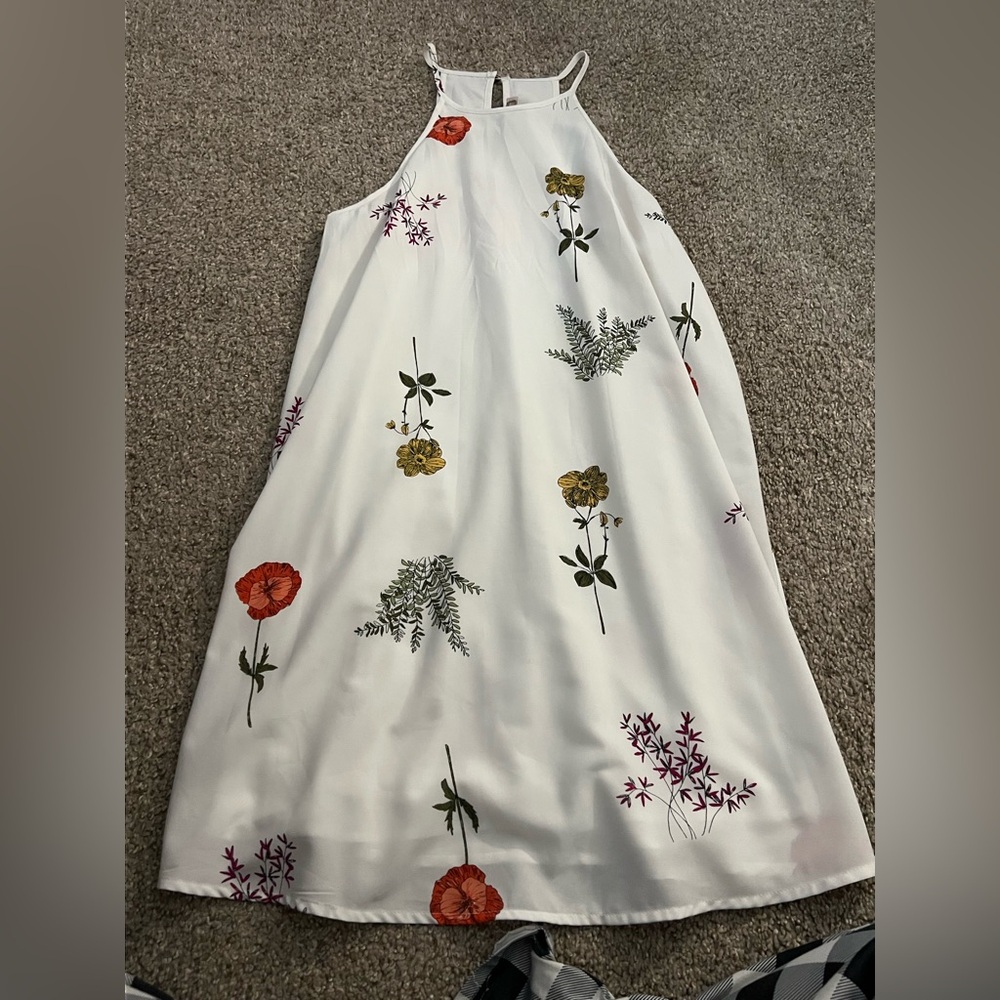 Floral Print White Dress
